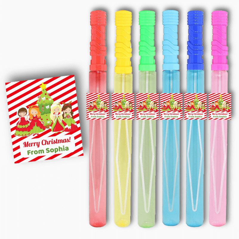 Personalised Princess Christmas Gift Rectangle Stickers