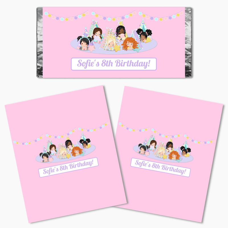 Personalised Girls Slumber Birthday Party Mini Chocolate Labels