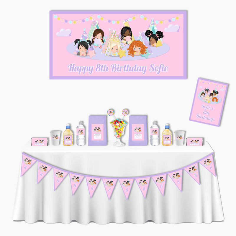 Personalised Girls Slumber Party Deluxe Birthday Party Pack