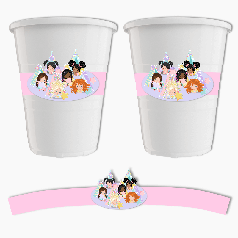 Girls Slumber Birthday Party Cup Stickers