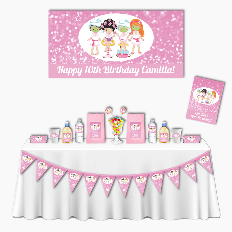 Personalised Spa &amp; Pamper Deluxe Birthday Party Decorations Pack