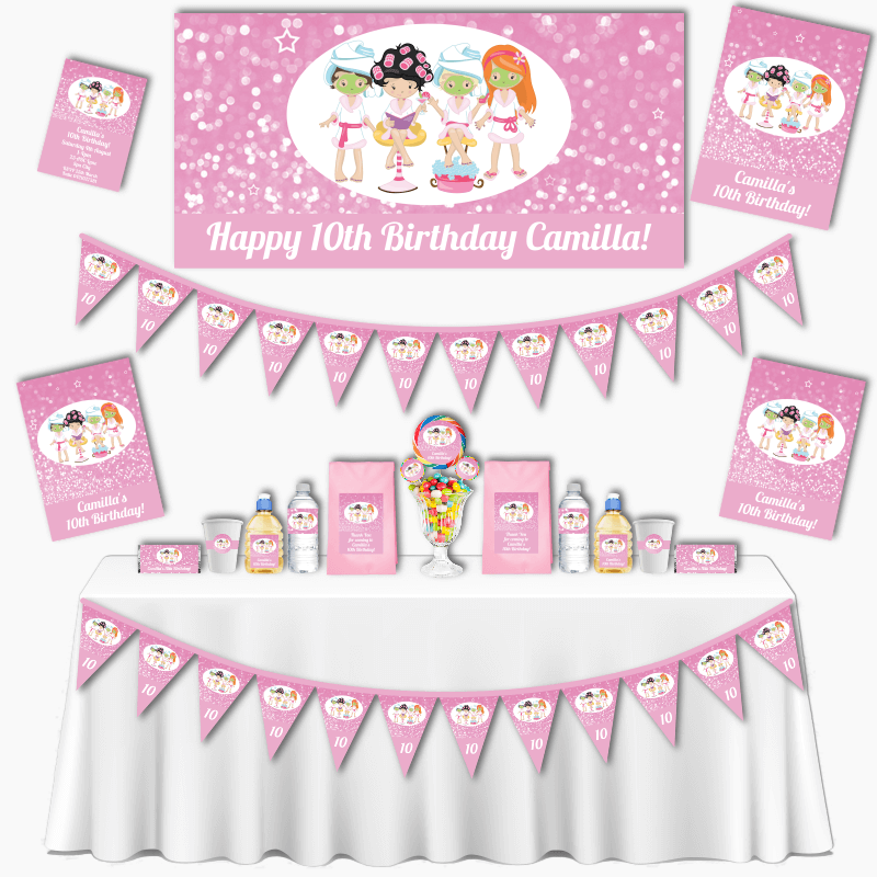 Personalised Spa &amp; Pamper Grand Birthday Party Decorations Pack