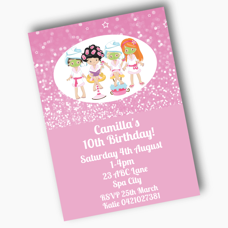 Personalised Spa &amp; Pamper Birthday Party Invites
