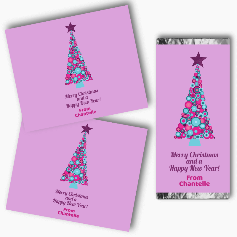 Personalised Girls Xmas Tree Christmas Gift Mini Chocolate Labels