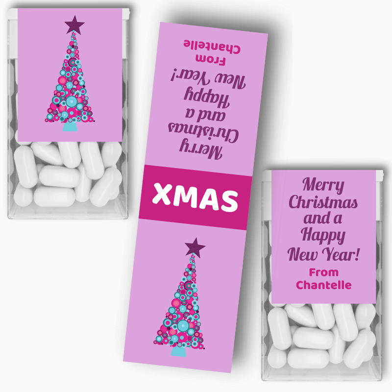 Girls Xmas Tree Christmas Gift Tic Tac Labels