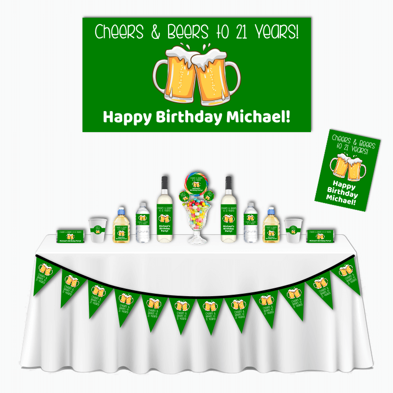 Green Cheers &amp; Beers Deluxe Birthday Party Decorations Pack