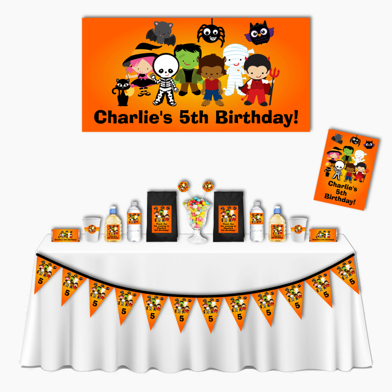 Personalised Little Halloween Monsters Deluxe Birthday Party Decorations Pack