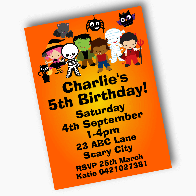 Personalised Little Halloween Monsters Birthday Party Invites