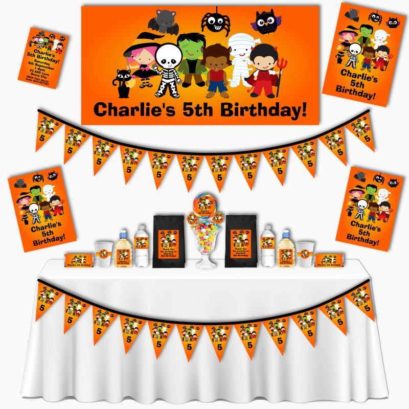 Personalised Little Halloween Monsters Grand Birthday Party Decorations Pack