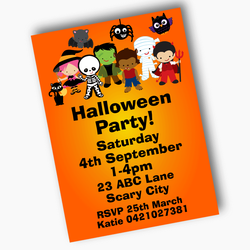 Personalised Little Halloween Monsters Party Invites