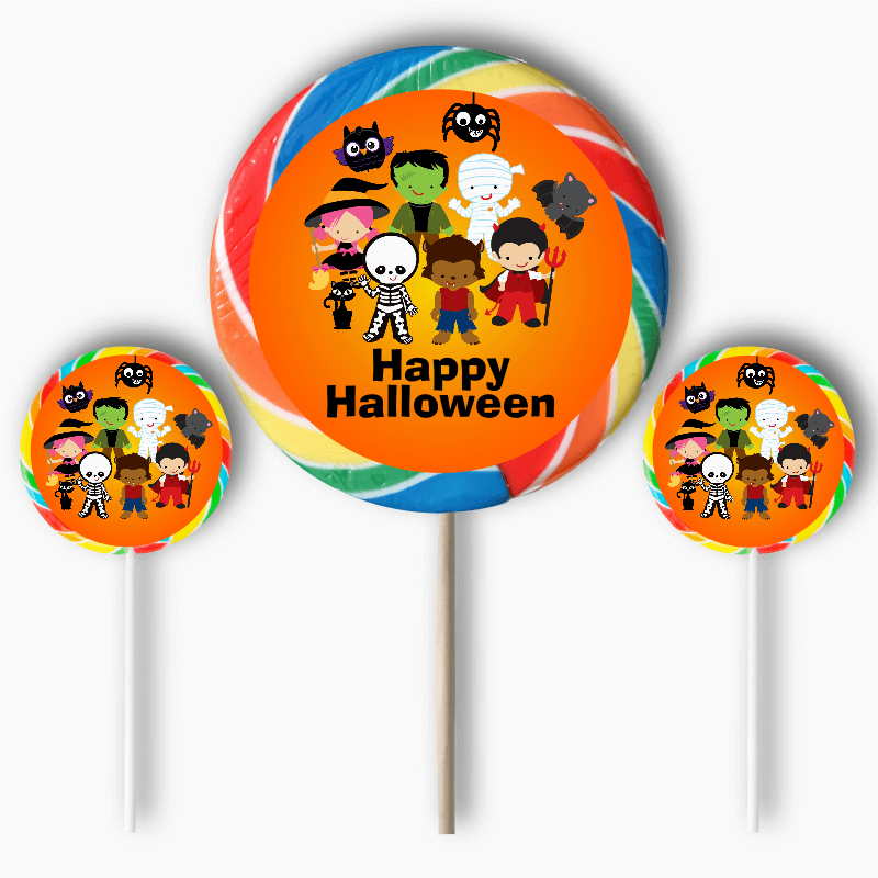Little Halloween Monsters Party Round Stickers
