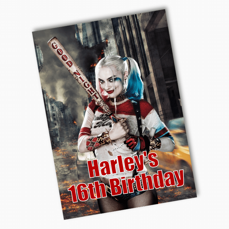 Personalised Harley Quinn Birthday Party Posters