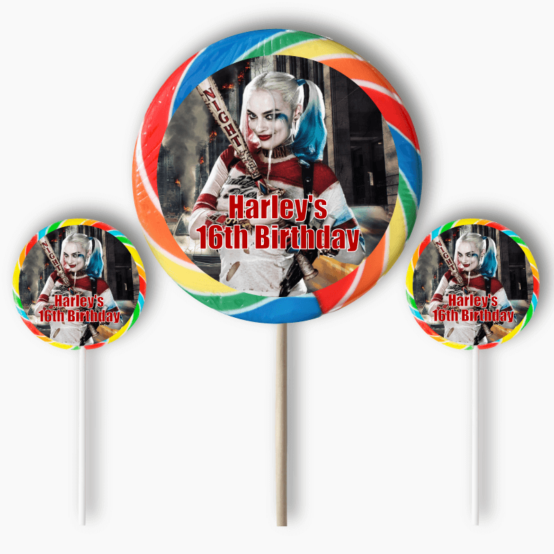 Personalised Harley Quinn Party Round Stickers