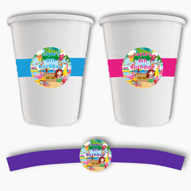 Hawaiian Luau Party Cup Stickers