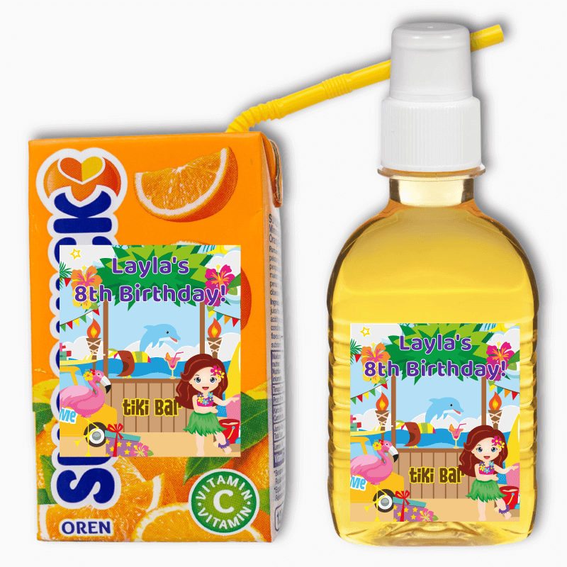 Hawaiian Luau Birthday Party Rectangle Favour Stickers