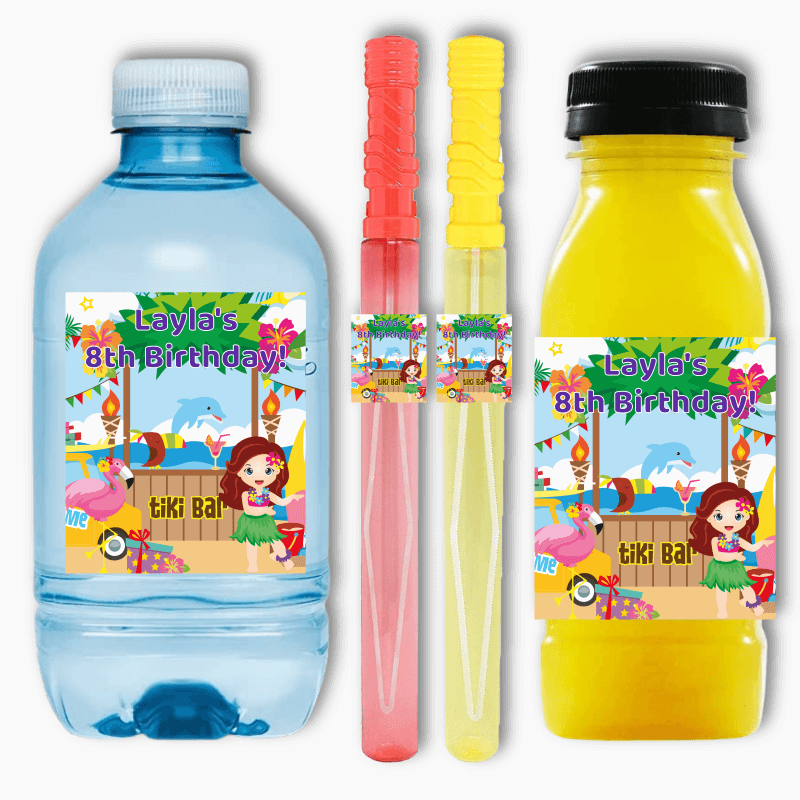 Hawaiian Luau Birthday Party Rectangle Favour Stickers