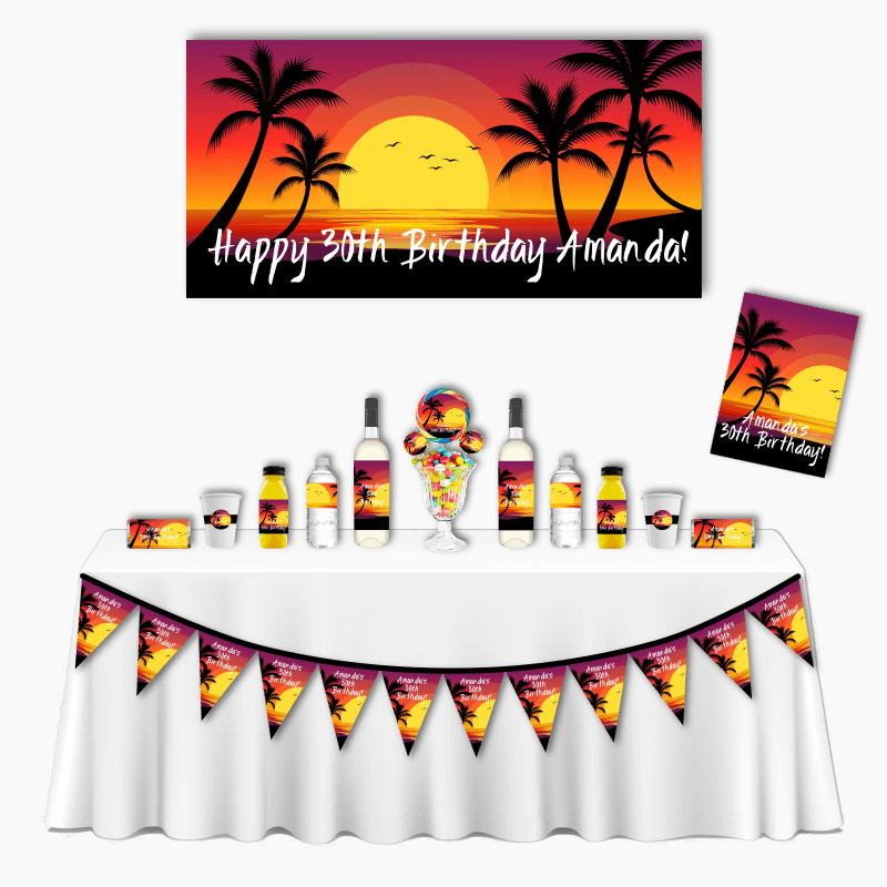 Personalised Hawaiian Sunset Deluxe Birthday Party Pack