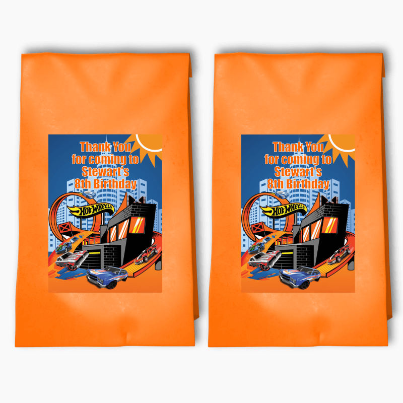 Personalised Hot Wheels Cars Party Bags &amp; Labels