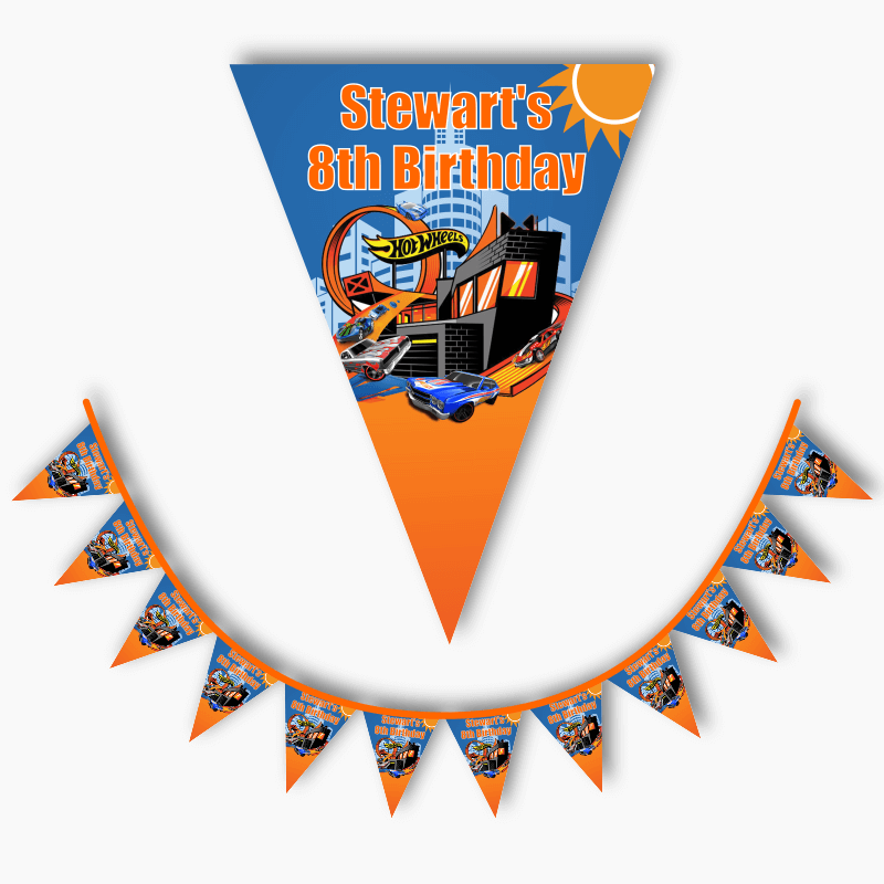 Personalised Hot Wheels Cars Party Flag Bunting