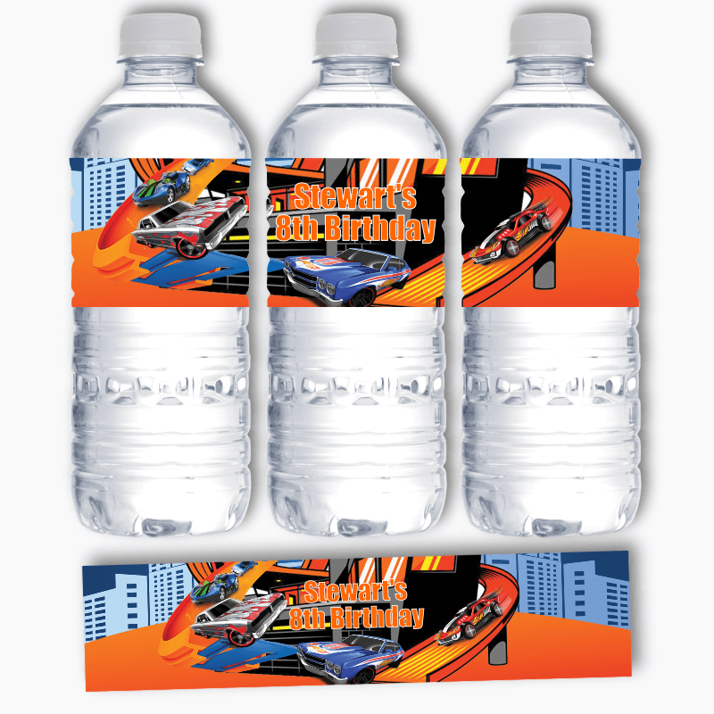 Personalised Hot Wheels Cars Party Water Labels
