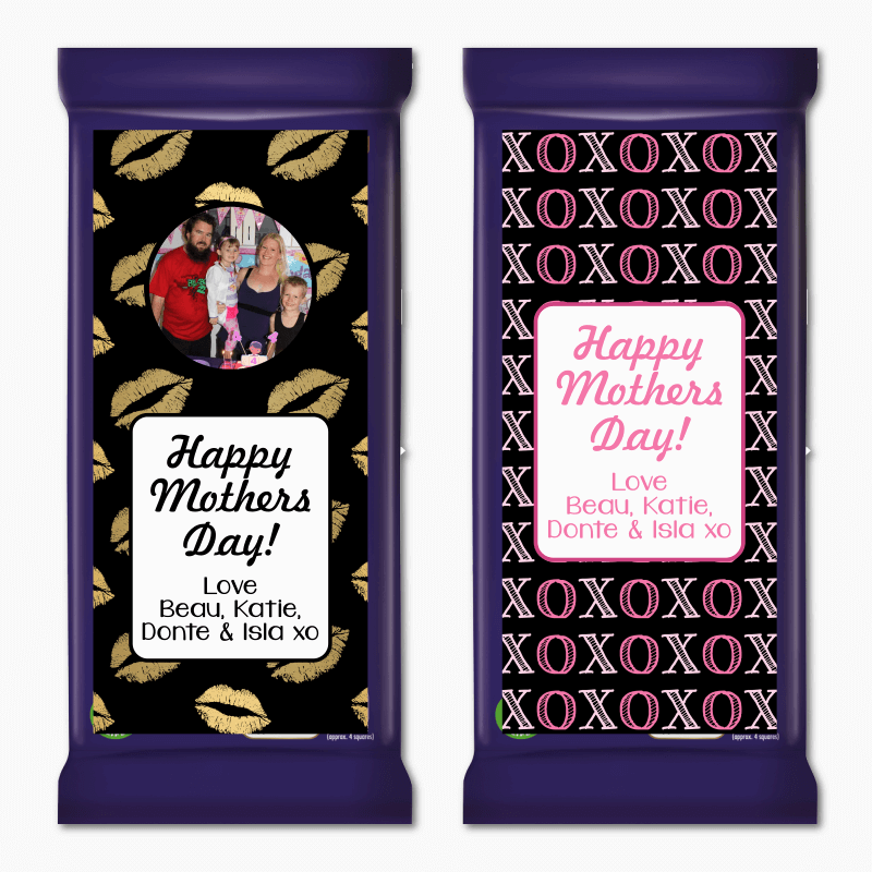 Hugs & Kisses Mothers Day Gift Cadbury Chocolate Labels