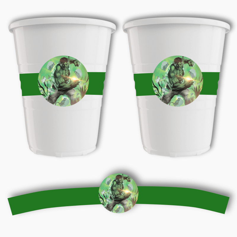 Incredible Hulk Birthday Party Cup Stickers
