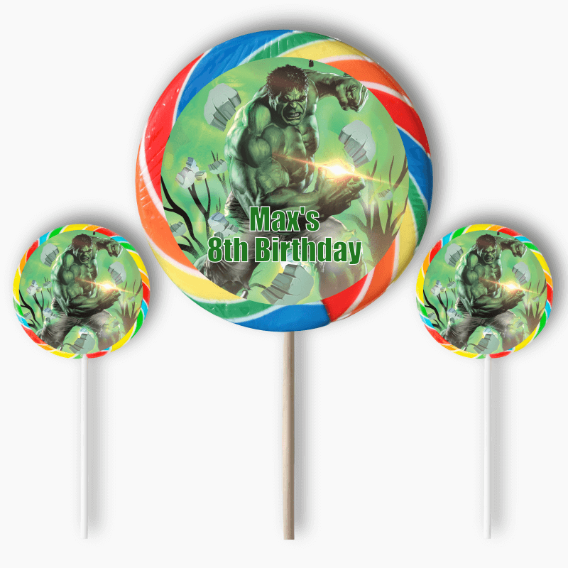 Personalised Incredible Hulk Party Round Stickers