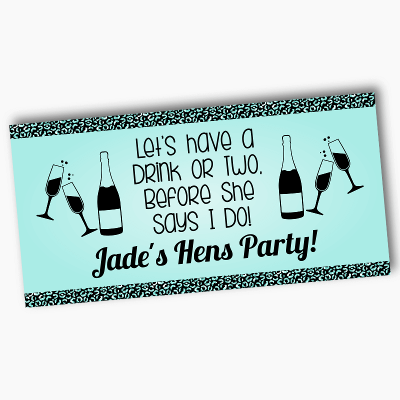 Personalised Aqua &amp; Black I Do Hens Party Banners