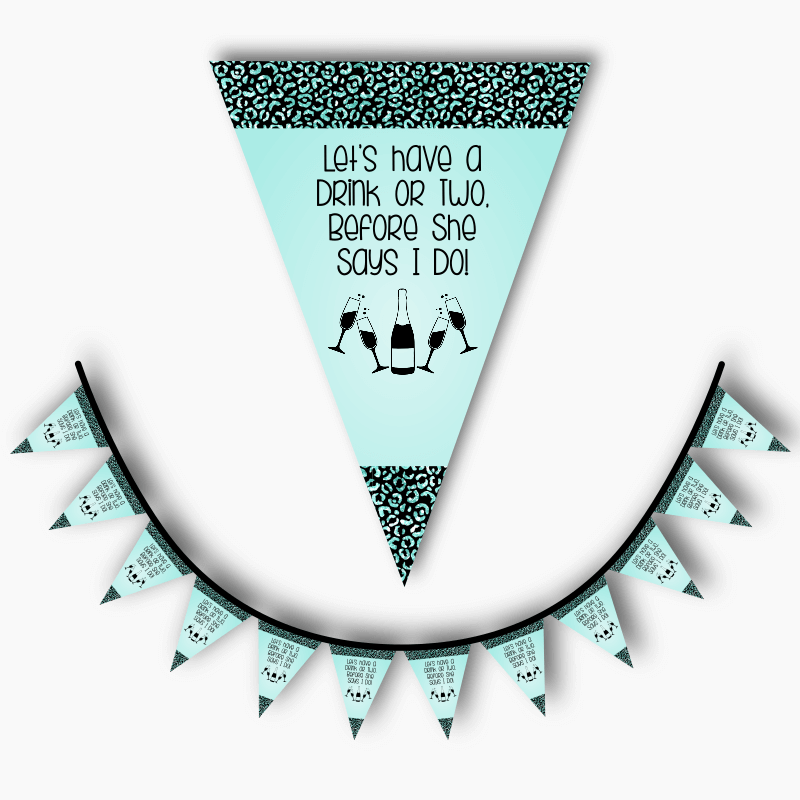 Personalised Aqua & Black I Do Hens Party Flag Bunting