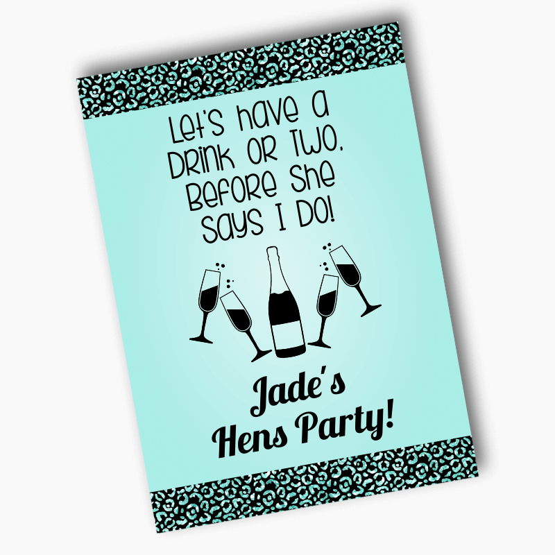 Personalised Aqua &amp; Black I Do Hens Party Posters
