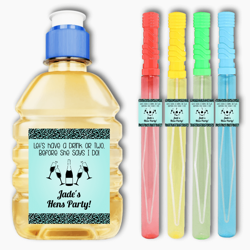 Personalised Aqua & Black 'I Do' Hens Party Rectangle Stickers