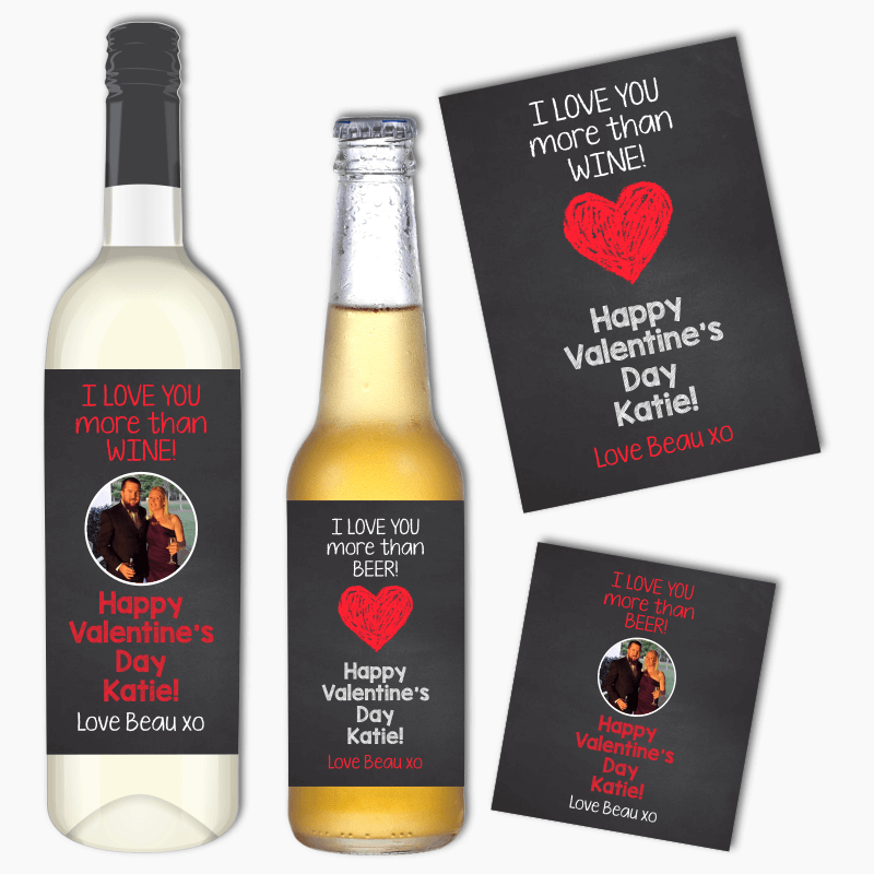 I Love You Valentines Day Gift Wine & Beer Labels