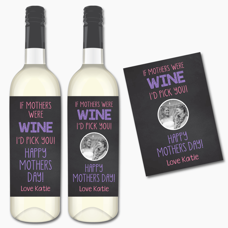 Personalised I&#39;d Pick You Mothers Day Gift Wine Labels
