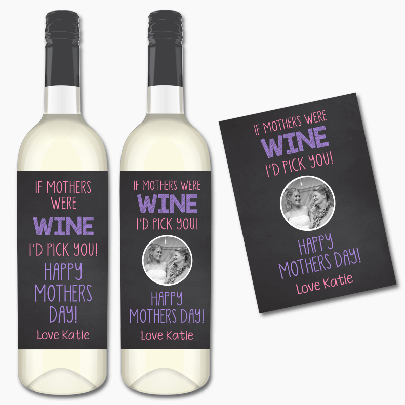 Personalised I'd Pick You Mothers Day Gift Wine Labels