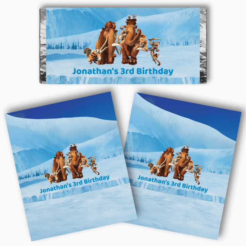 Personalised Ice Age Birthday Party Mini Chocolate Labels