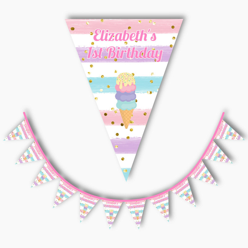 Personalised Ice Cream Party Flag Bunting