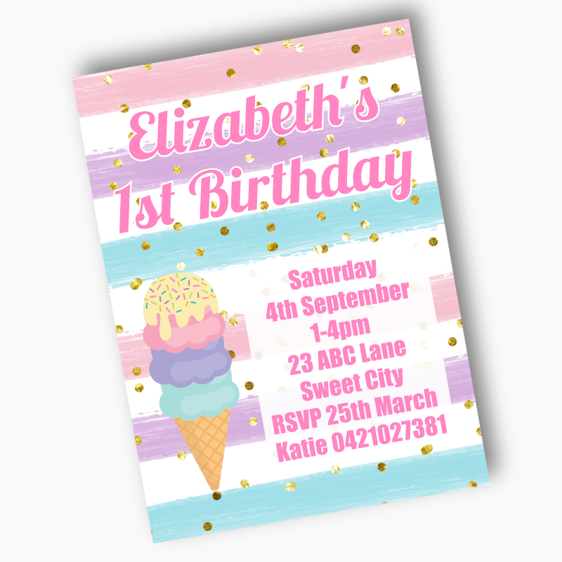 Personalised Ice Cream Birthday Party Invites