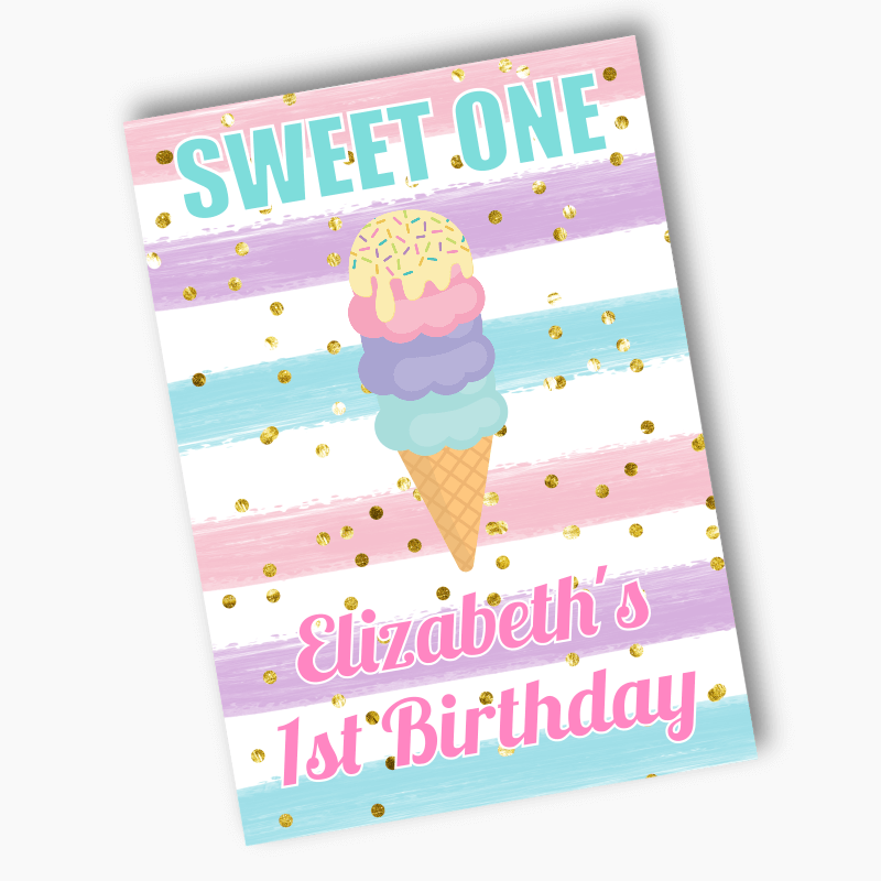 Personalised Ice Cream Party Posters - Sweet One