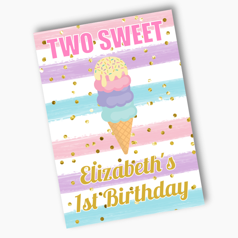 Personalised Ice Cream Party Posters - Two Sweet