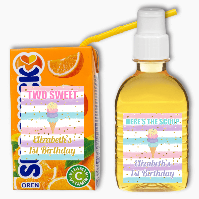 Ice Cream Birthday Party Rectangle Favour Stickers