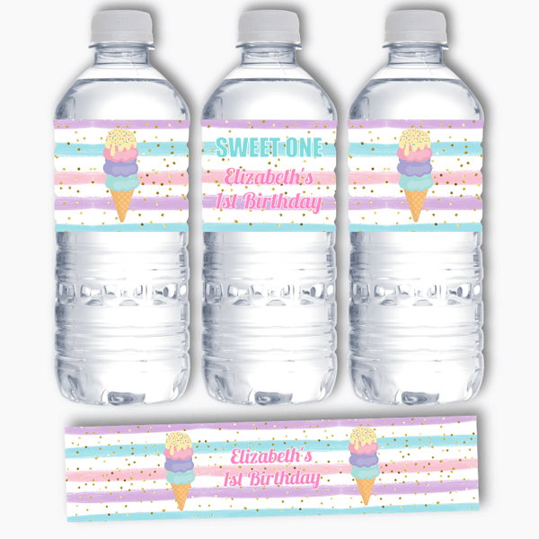 Ice Water Label Personalised Ice Cream Birthday Party Water Labels - Katie J Design and ...