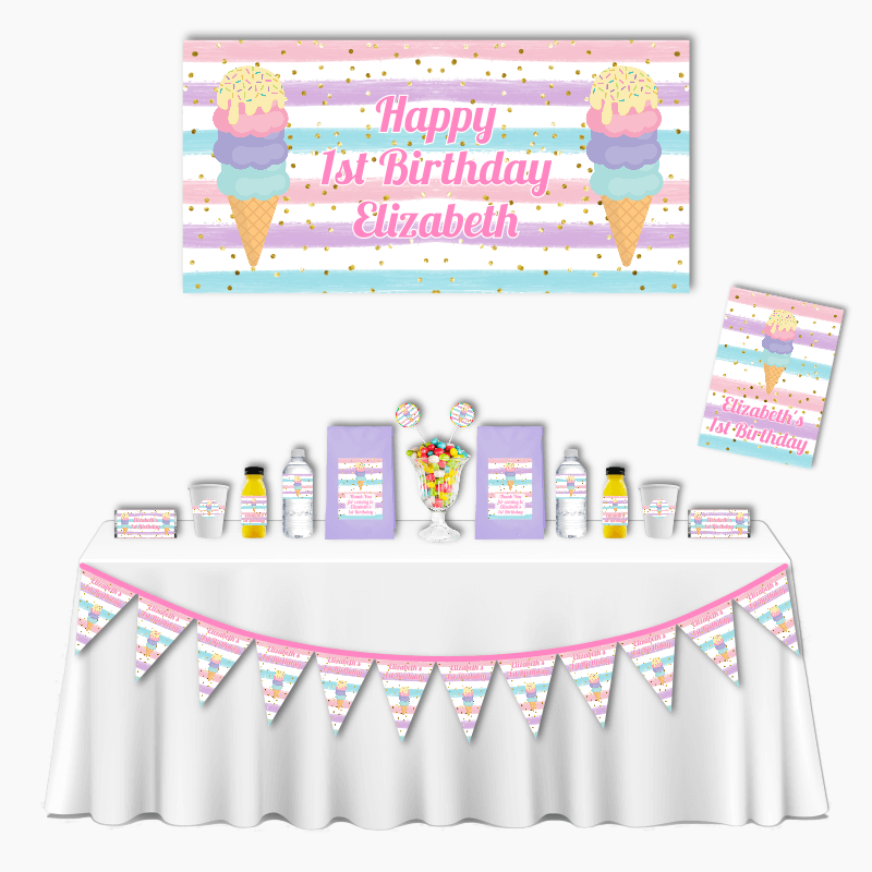 Personalised Ice Cream Deluxe Birthday Party Pack