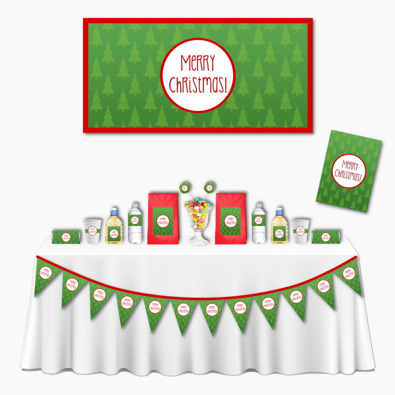 Jolly Green &amp; Red Deluxe Christmas Party Decorations Pack