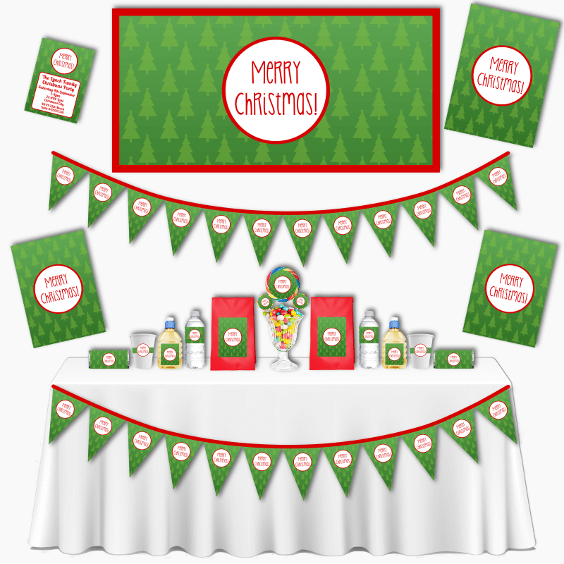 Jolly Green & Red Grand Christmas Party Decorations Pack