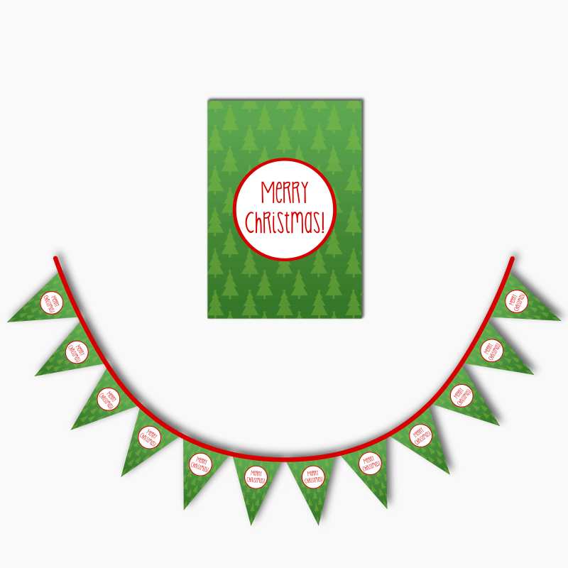 Jolly Green &amp; Red Christmas Party Poster &amp; Flag Bunting Combo