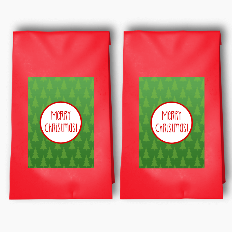Jolly Green &amp; Red Christmas Party Bags &amp; Labels