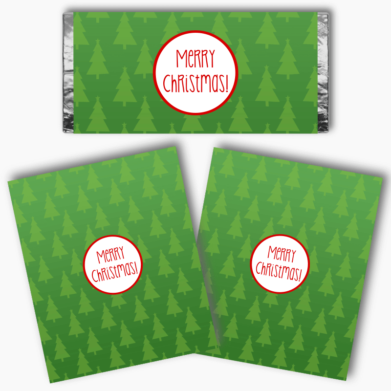 Jolly Green & Red Christmas Party Mini Chocolate Labels