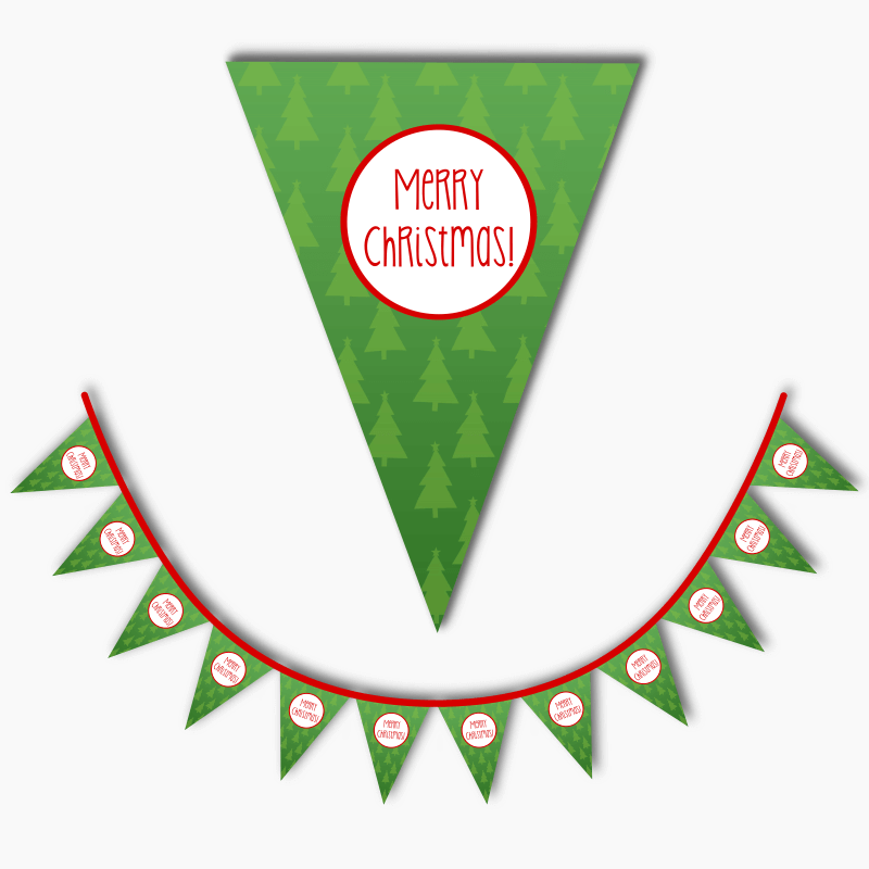 Jolly Green &amp; Red Christmas Party Flag Bunting
