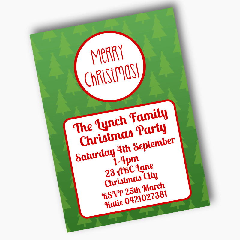 Jolly Green &amp; Red Christmas Party Invites