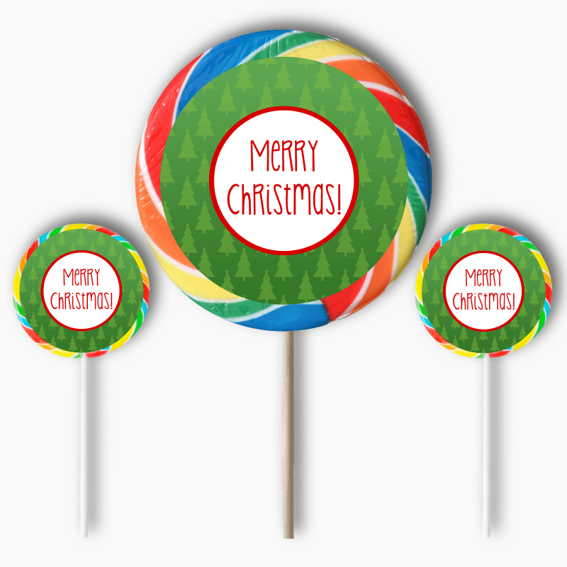 Jolly Green &amp; Red Christmas Party Round Stickers